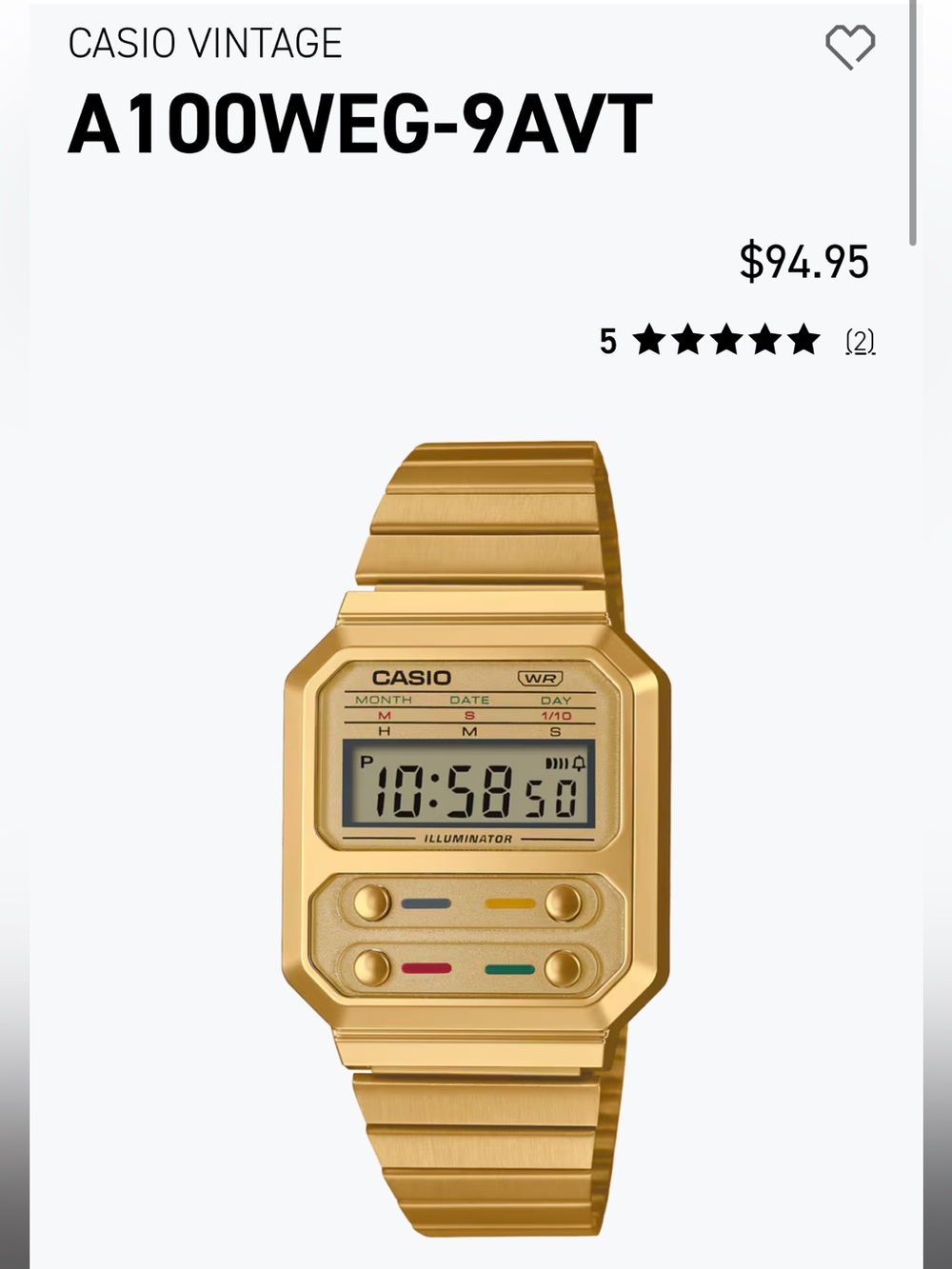 Casio A100 Gold Watch - Picture 4 of 9